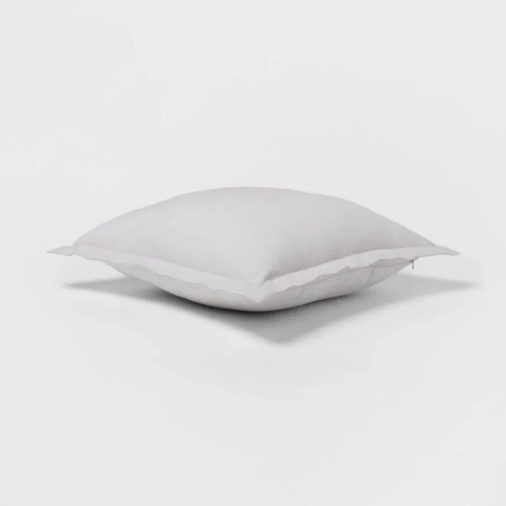 Euro Cotton Linen Blend Chambray Decorative Throw Pillow - Light Gray